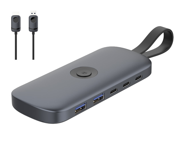 Wireless Video Transmission Hub - 4K/30Hz TX, 1080P/60Hz RX, PD3.0 100W, 5Gbps Ports