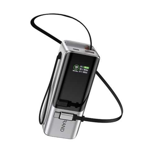 10000mAh PD100W Power Bank with Retractable Cable & TFT Smart Display