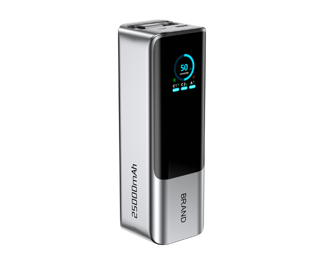 25000mAh PD165W Fast Charging Power Bank with Retractable Cable & TFT Smart Display
