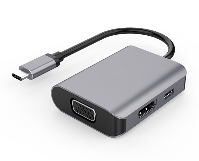 3-in-1 USB-C Adapter with HDMI+VGA+PD