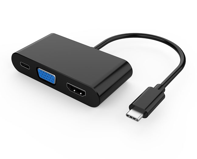 3-in-1 USB-C Adapter with HDMI+VGA+PD