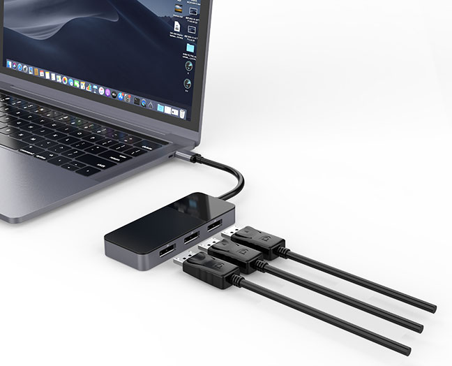 USB-C to Triple DisplayPort Video Splitter, MST Hub
