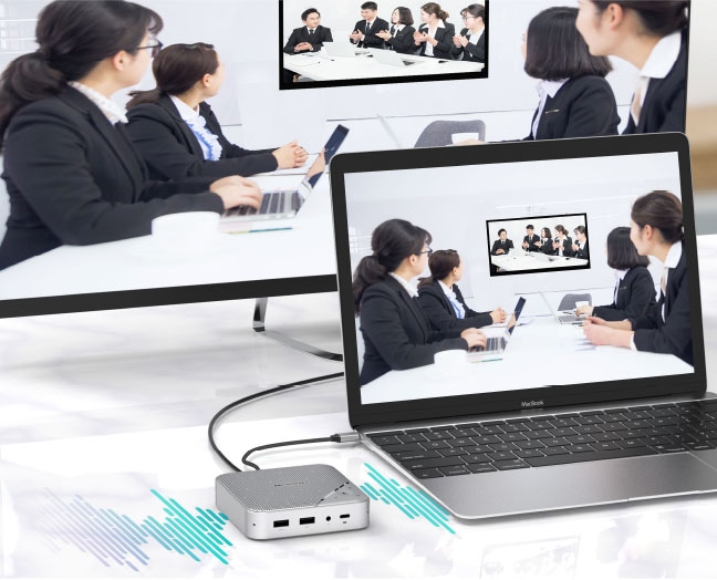 Conference Speaker with USB C Hub, All-in-one USB Speakerphone