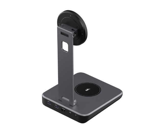 Adjustable Magnetic Stand with 5-in-1 USB-C Hub and Wireless Charger for iPad